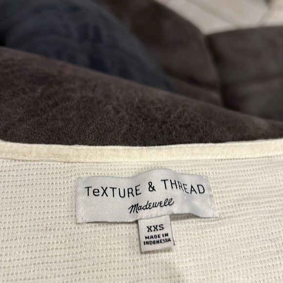 Madewell Texture & Thread Top Off White 3/4 Sleeve XXS - Picture 4 of 5